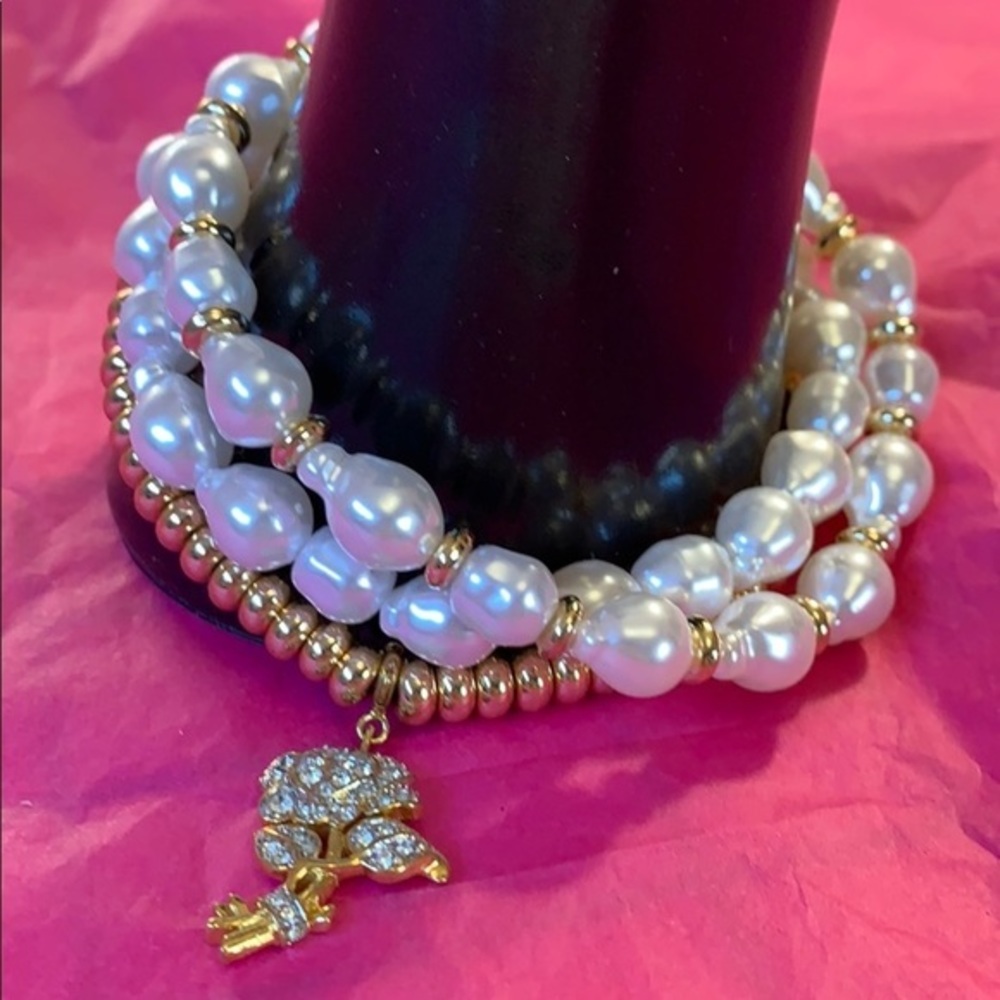 🌹Nicole Miller 3 Pc Gold/ Pearl Bracelets!